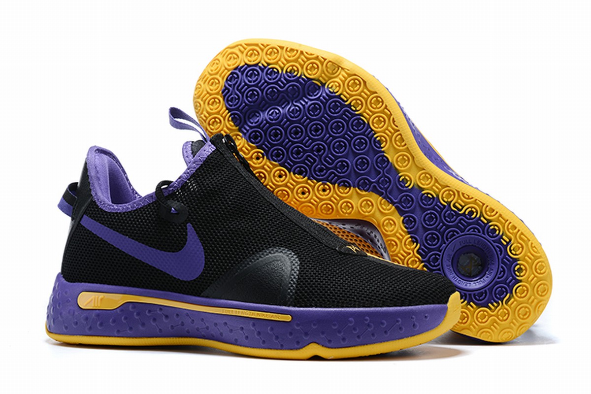 Nike PG 4 Men Shoes Black Purple Yellow